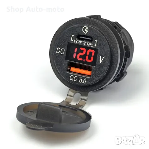 USB адаптер с волтметър Automat, За вграждане, Tipe-C, снимка 2 - Аксесоари и консумативи - 49828343