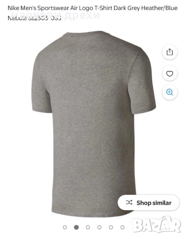 Nike Men's Sportswear Air Logo T-Shirt Dark Grey Heather/Blue S, снимка 2 - Тениски - 53062232