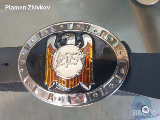 натурална кожа с катарама на известна метъл група , снимка 7 - Чанти - 54111801