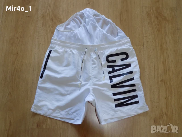къси панталони calvin klein шорти гащета бански екип плажни летни оригинални мъжки бели S, снимка 6 - Спортни дрехи, екипи - 51338789