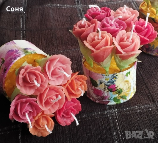 Букетчета от седем рози восъчни, ароматни, снимка 12 - Подаръци за жени - 53657724