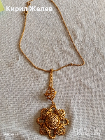 КОЛИЕ СТАРИННО РАЗКОШНО ПОЗЛАТЕНО ФИННА РЪЧНА МАЙСТОРСКА АЖУРНА ИЗРАБОТКА 52321, снимка 10 - Колиета, медальони, синджири - 52544998