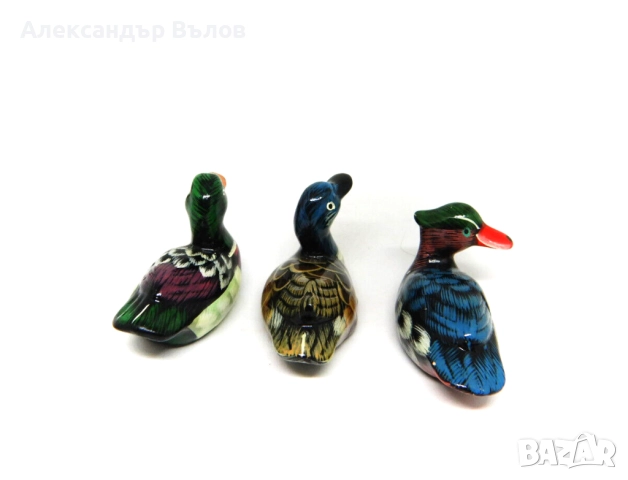 Комплект от 3 стари керамични патета три ръчно рисувани фигурки, снимка 5 - Колекции - 51847949