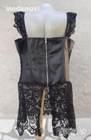3XL Нов кожен топ с дантела , снимка 4 - Корсети, бюстиета, топове - 51840930