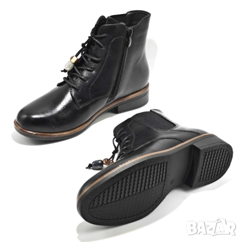 Дамски боти с нисък ток в черен цвят TT29, снимка 3 - Дамски боти - 51781369