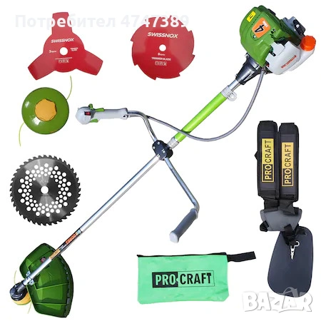 Бензинов тример PROCRAFT T5600, 1000W, 37сm³