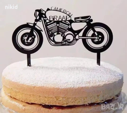 голям мотор мотоциклет пластмасов черен топер украса торта рожден ден