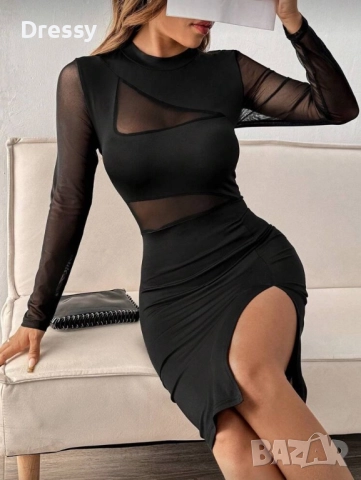 Елегантна черна рокля, снимка 2 - Рокли - 52880295