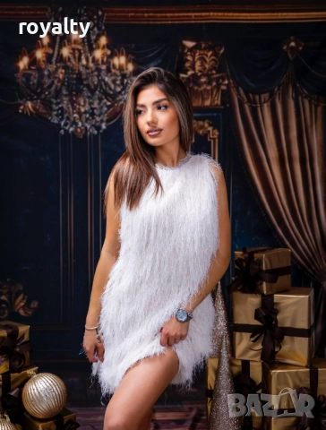 Бяла Дамска Мека Рокля , снимка 5 - Рокли - 52884736