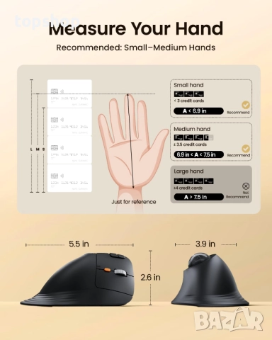 НОВА Вертикална безжична тракболна мишка ProtoArc, EM05 NL Bluetooth ергономична ролкова мишка..., снимка 5 - Клавиатури и мишки - 52072093