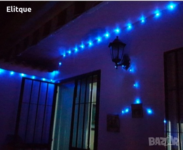 Верига от лампички за външен монтаж, 10м, черен кабел-синя светлина и бял-кабел студено бяла светлин, снимка 3 - Други - 52903669
