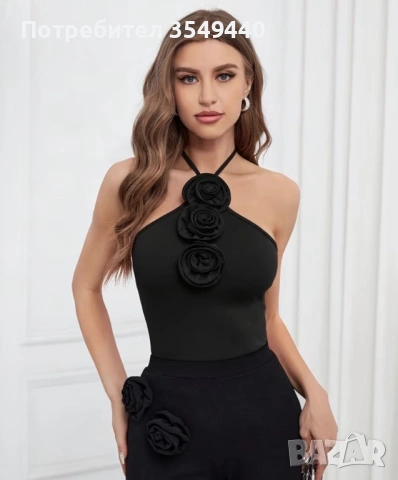 Елегантен черен топ, снимка 3 - Корсети, бюстиета, топове - 53315755