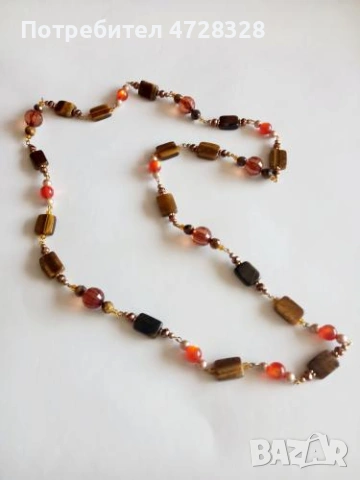 Колие от тигрово око и карнеол