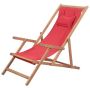 vidaXL Сгъваем плажен стол, текстил и дървена рамка, червен(SKU:43995, снимка 1 - Столове - 45749646