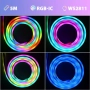 FWoche LED неонова въжена светлина 5M, RGB IC светлинна лента Bluetooth приложение и IR дистанционно, снимка 6