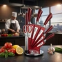 Комплект ножове 8 части със стойка Cheffinger - неръждаема стомана, въртяща се акрилна поставка 360°, снимка 1