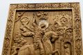 Позлатена релефна икона на Свети Георги Победоносец от масивен дъб - 9 карата, снимка 7