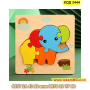 Детски дървен пъзел Слон с 3D изглед и размери 14.5 х 15.4 см. - Модел 3444 - КОД 3444 