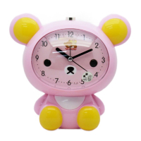 Детски настолен часовник със светлина и функция за будилник с батерии Мече, 15 х 16 см разл. цветове, снимка 3 - Детски - 44995285