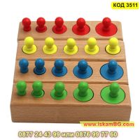 Цветни дървени цилиндри за сортиране - КОД 3511, снимка 1 - Образователни игри - 45264807