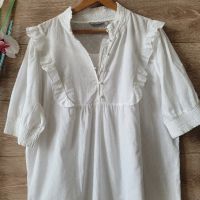 Бяла лятна блуза с къдричи , снимка 1 - Ризи - 45403219