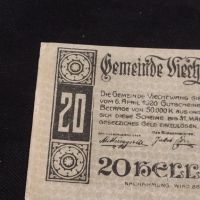Банкнота НОТГЕЛД 20 хелер 1921г. Австрия перфектно състояние за КОЛЕКЦИОНЕРИ 44994, снимка 3 - Нумизматика и бонистика - 45544444