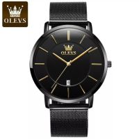 Уникален нов мъжки ръчен часовник Olevs с метална верижка в черен цвят., снимка 2 - Мъжки - 45407082