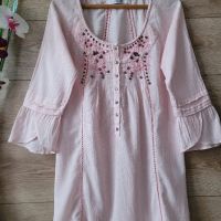 Розова блуза памучна материя с бродерии , снимка 1 - Тениски - 45520543