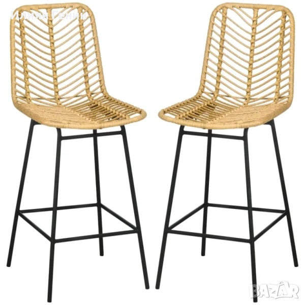 HOMCOM Комплект от 2 бар стола с облегалка, снимка 1