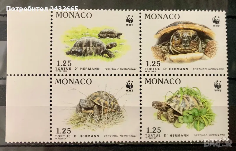 2215. Монако 1991 = “ Фауна. Застрашени видове. WWF : Херманова костенурка.” , MNH, **, снимка 1