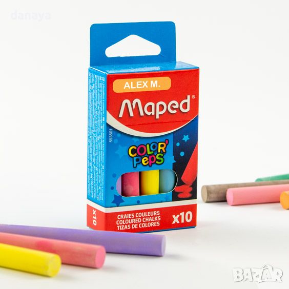 4704 Цветни тебешири Maped, 10 цвята, снимка 1