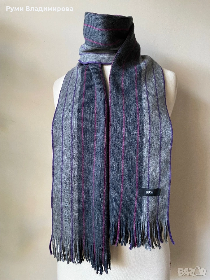 Мъжки, сив шал Hugo Boss , снимка 1