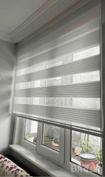 Щори ECD  Ролетни, Текстилни, Двойни, Без пробиване, Включен монтажен материал, Бял,Сив ,Бежов, снимка 1