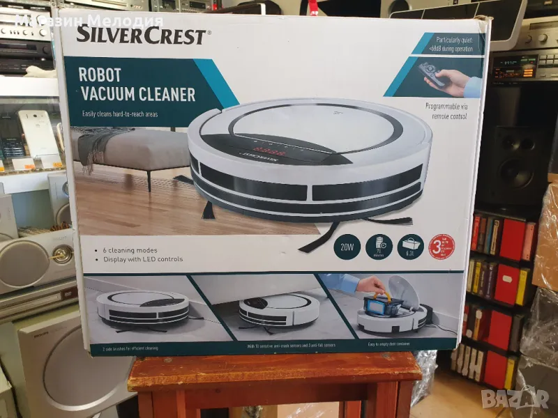 Робот прахосмукачка / Robot Vacuum Cleaner Silver Crest SSR 3000 A1 Пълен комплект. Само е тествана., снимка 1