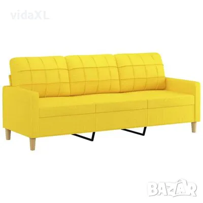 vidaXL 3-местен диван, светложълт, 180 см, плат（SKU:359104）, снимка 1