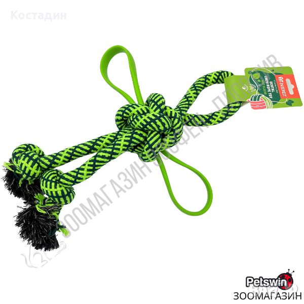 Въжена Играчка за Куче - с TPR дръжки - с аромат на Мента- 42см- Dental Chew Rope Toy- Pet-Interest, снимка 1
