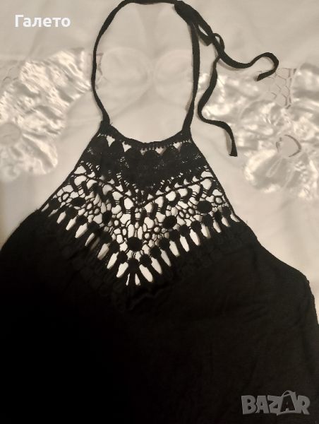 Черна рокля с бродерия , снимка 1