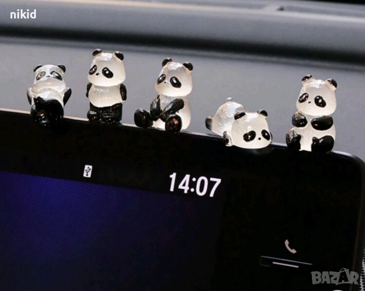 5 бр малки панди пандички Панда пластмасови фигурки фигурка украса декорация , снимка 1
