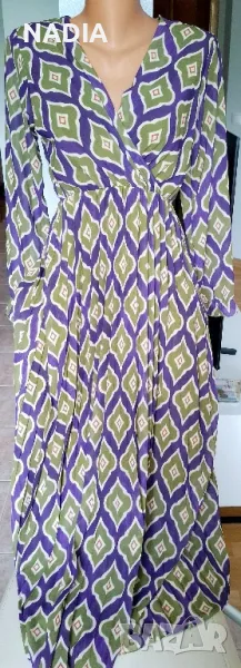 Рокля зелено с лилаво, снимка 1