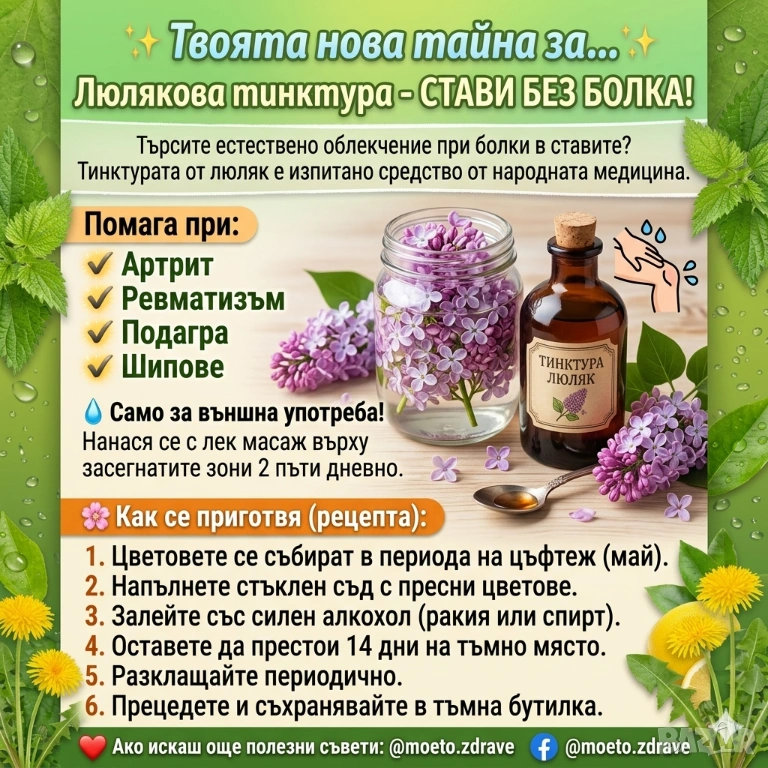Тинктура от люляк – природна грижа за ставите, снимка 1