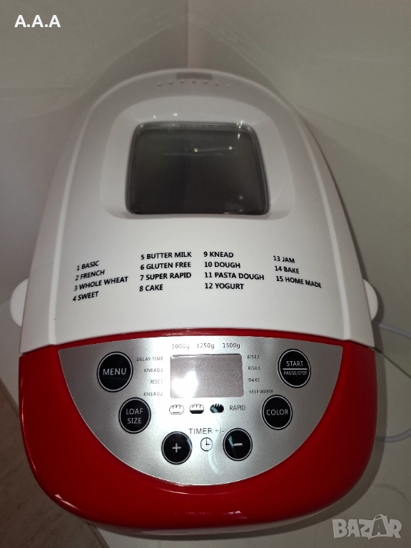 Хлебопекарна две бъркалки, бял-червен 800W, снимка 1