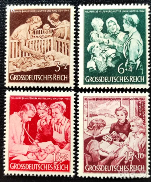 Германия, Райх, 1944 г. - пълна серия чисти марки, 5*5, снимка 1