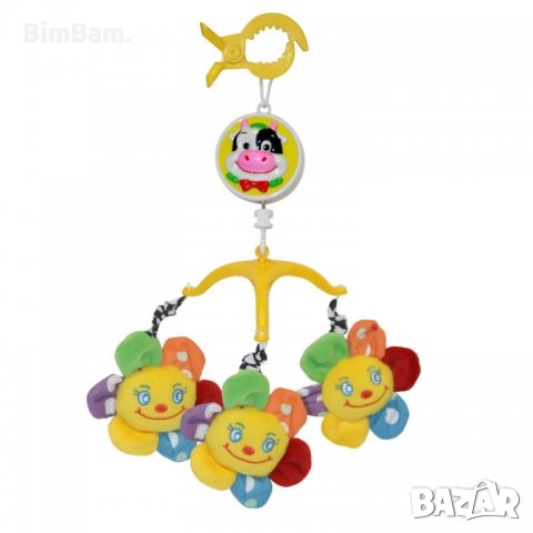 Занимателна бебешка музикална въртележка за количка / кошара - Цветя / Lorelli Toys, снимка 1