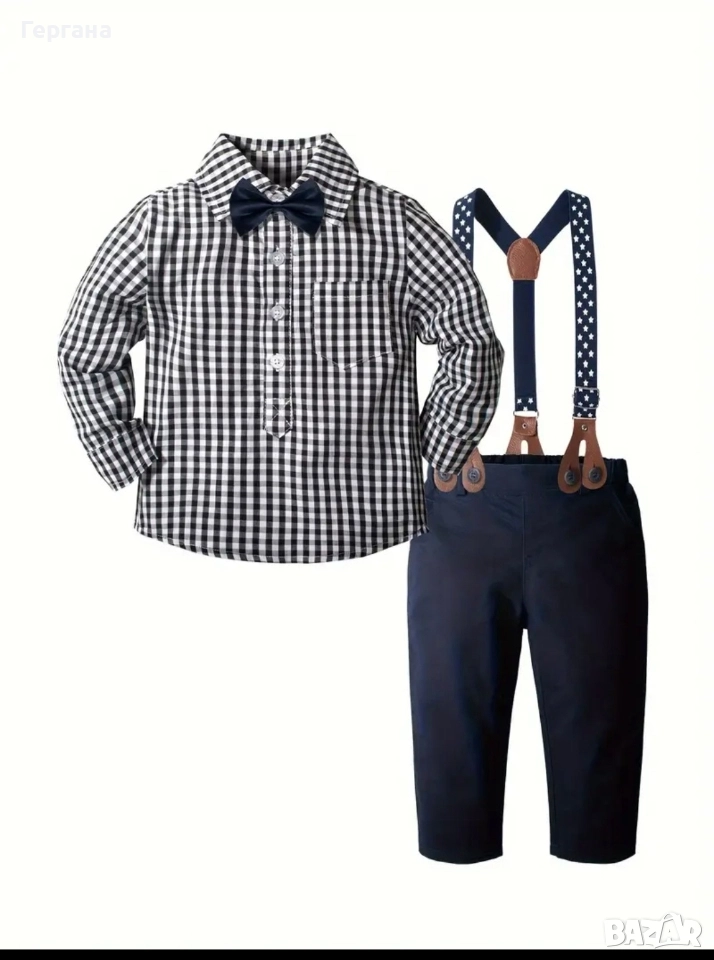 костюмче риза панталонки папионка и тиранти, снимка 1