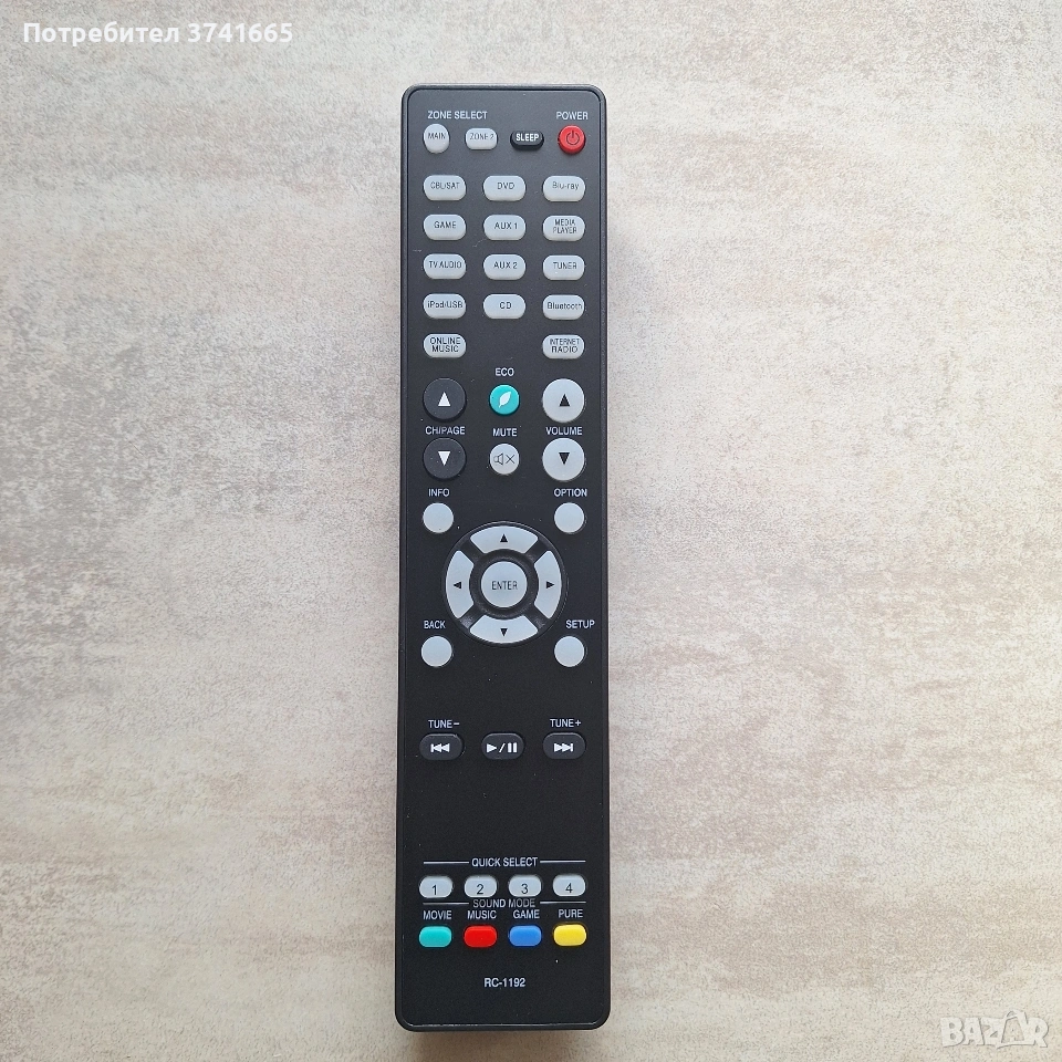 Дистанционно за ресивър Denon RC-1192 , снимка 1