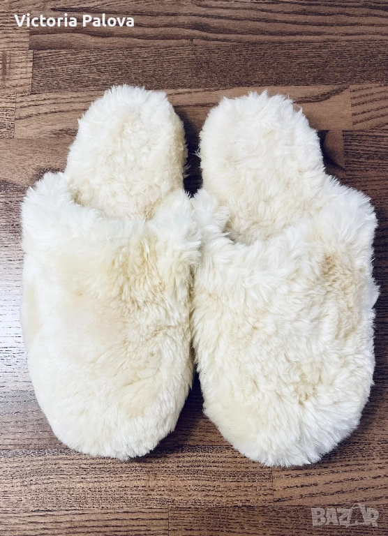 Топли уютни пантофи от естествена вълна и кожа, снимка 1