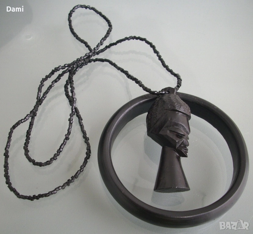 Колие и гривна африканско черно дърво Grenadilla, снимка 1