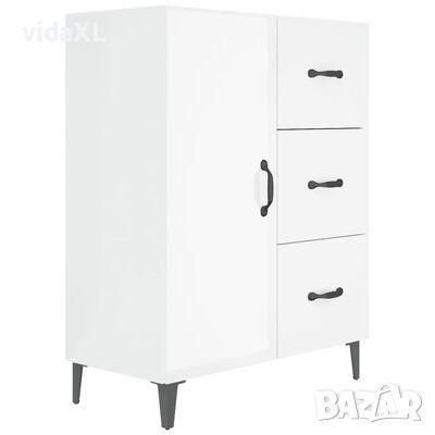 vidaXL Сайдборд, бял гланц, 69,5x34x90 см, инженерно дърво(SKU:812183, снимка 1