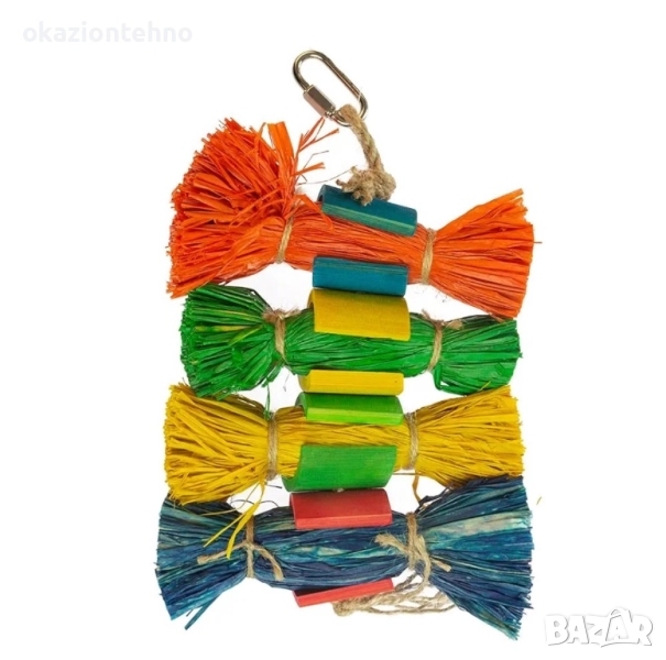 Цветна играчка за папагали от бамбук , снимка 1