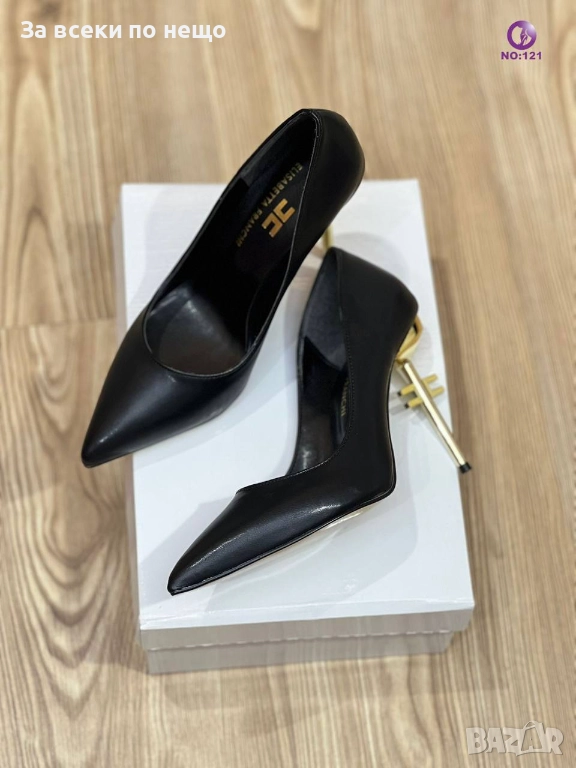 Elisabetta Franchi Дамски Черни Обувки С Метален Ток Елизабета Фенчи Код SK74, снимка 1